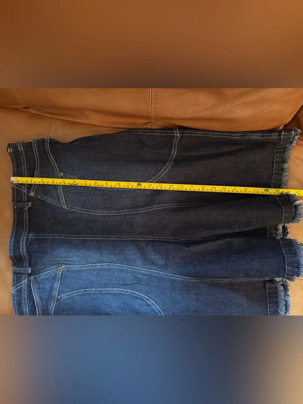 Anthropologie Pilcro Fluted Denim Midi Skirt Dark Wash Western, Women’s 14